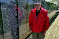 Marine Les Derbyshire at the Moving Wall at Garret Mountain.